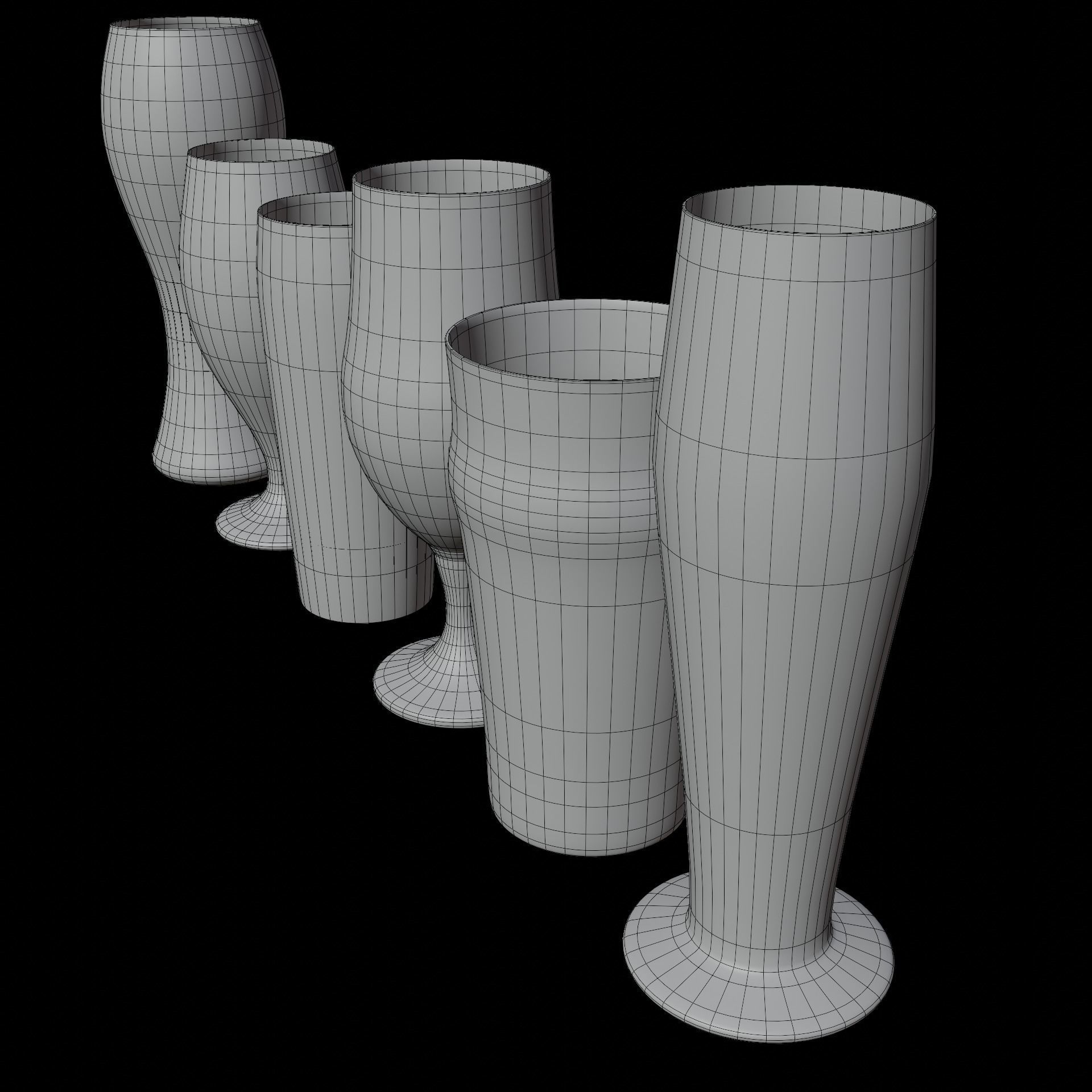 Complete Glasses Set Low-poly 3D model_9
