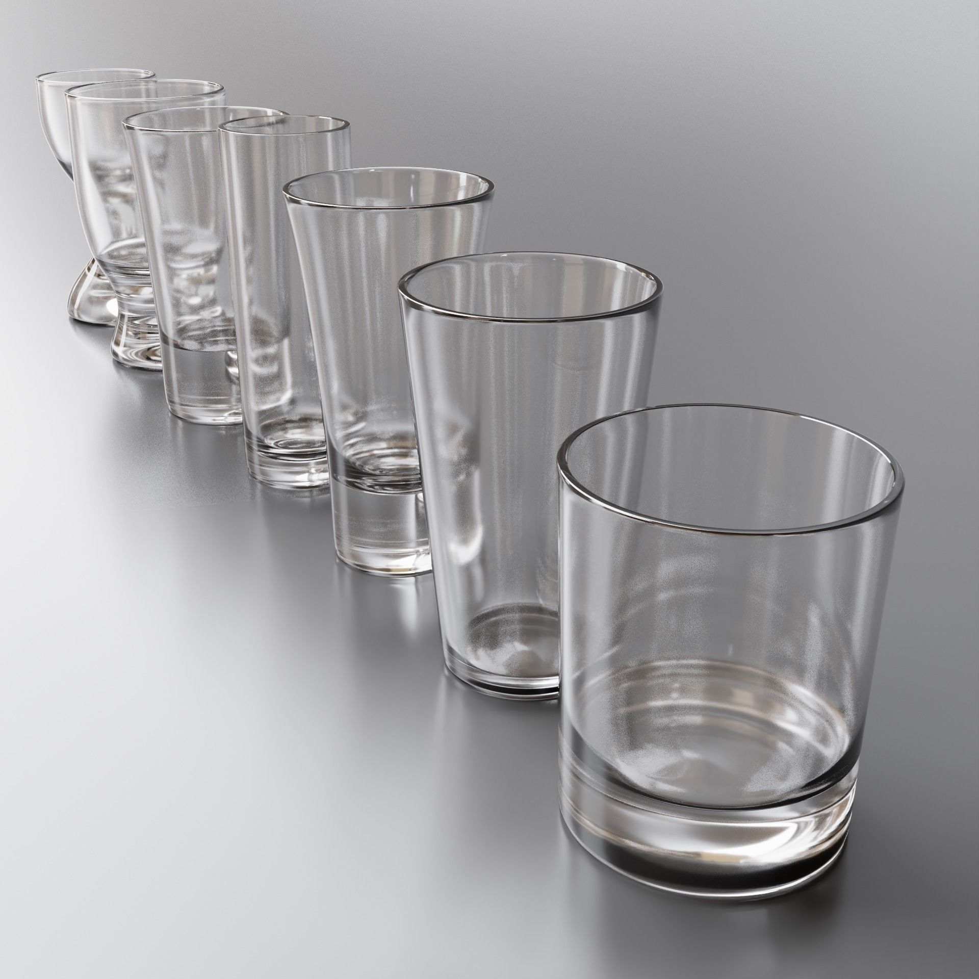 Complete Glasses Set Low-poly 3D model_15