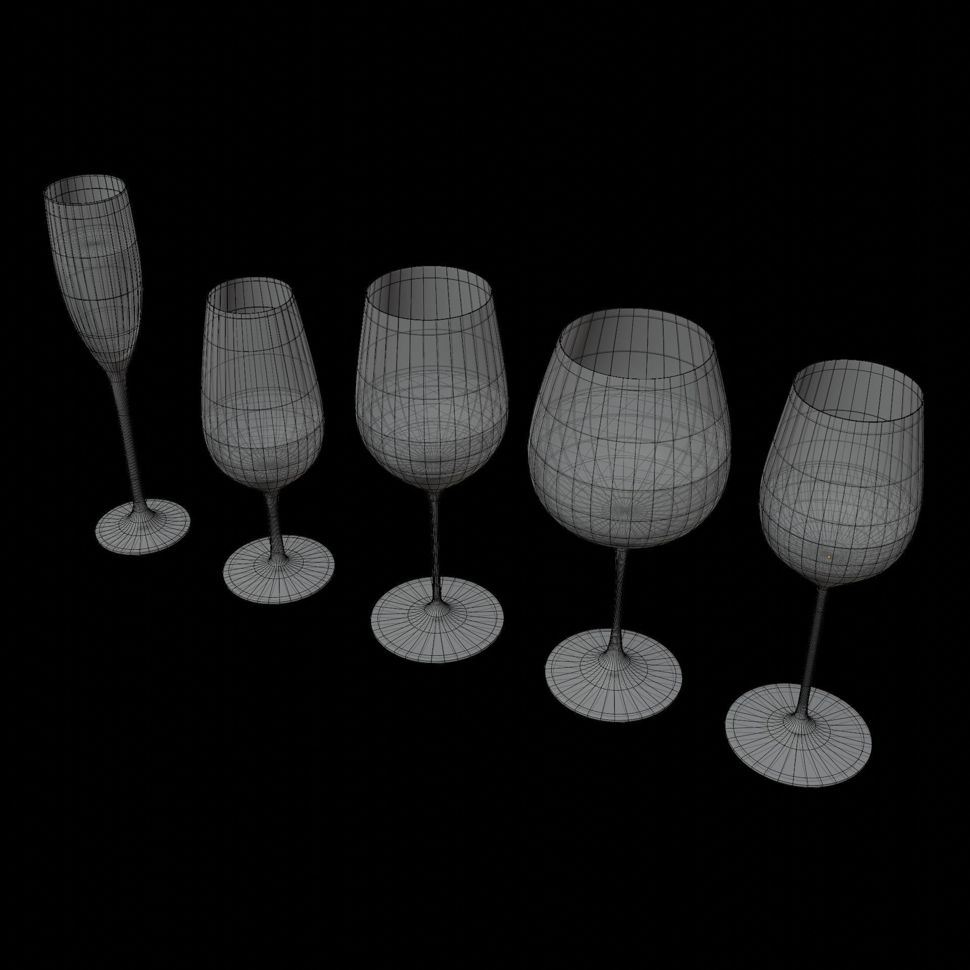 Complete Glasses Set Low-poly 3D model_26