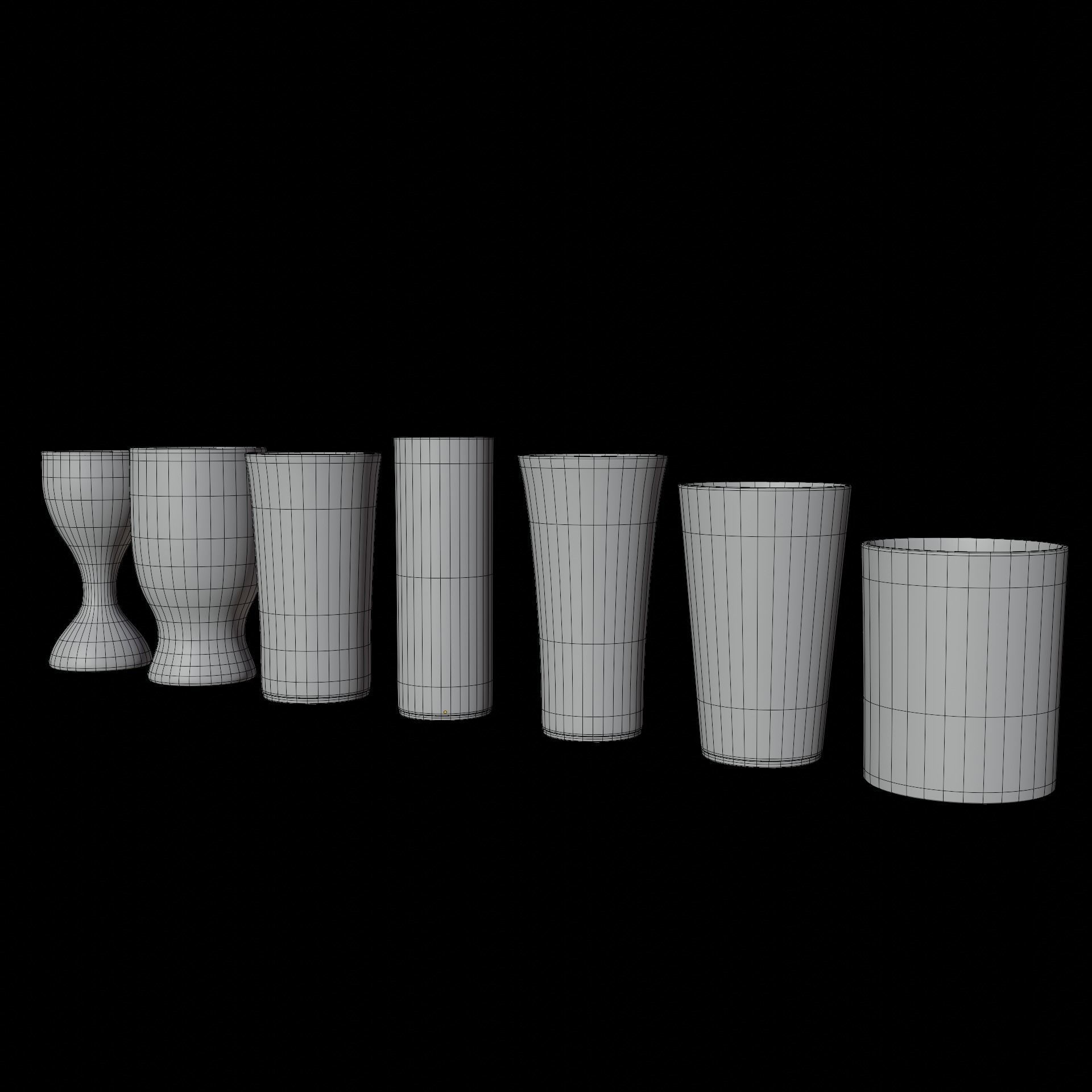 Complete Glasses Set Low-poly 3D model_18