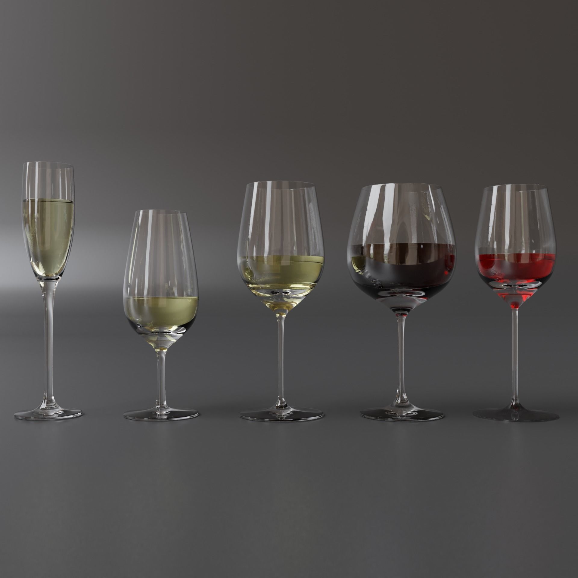 Complete Glasses Set Low-poly 3D model_20