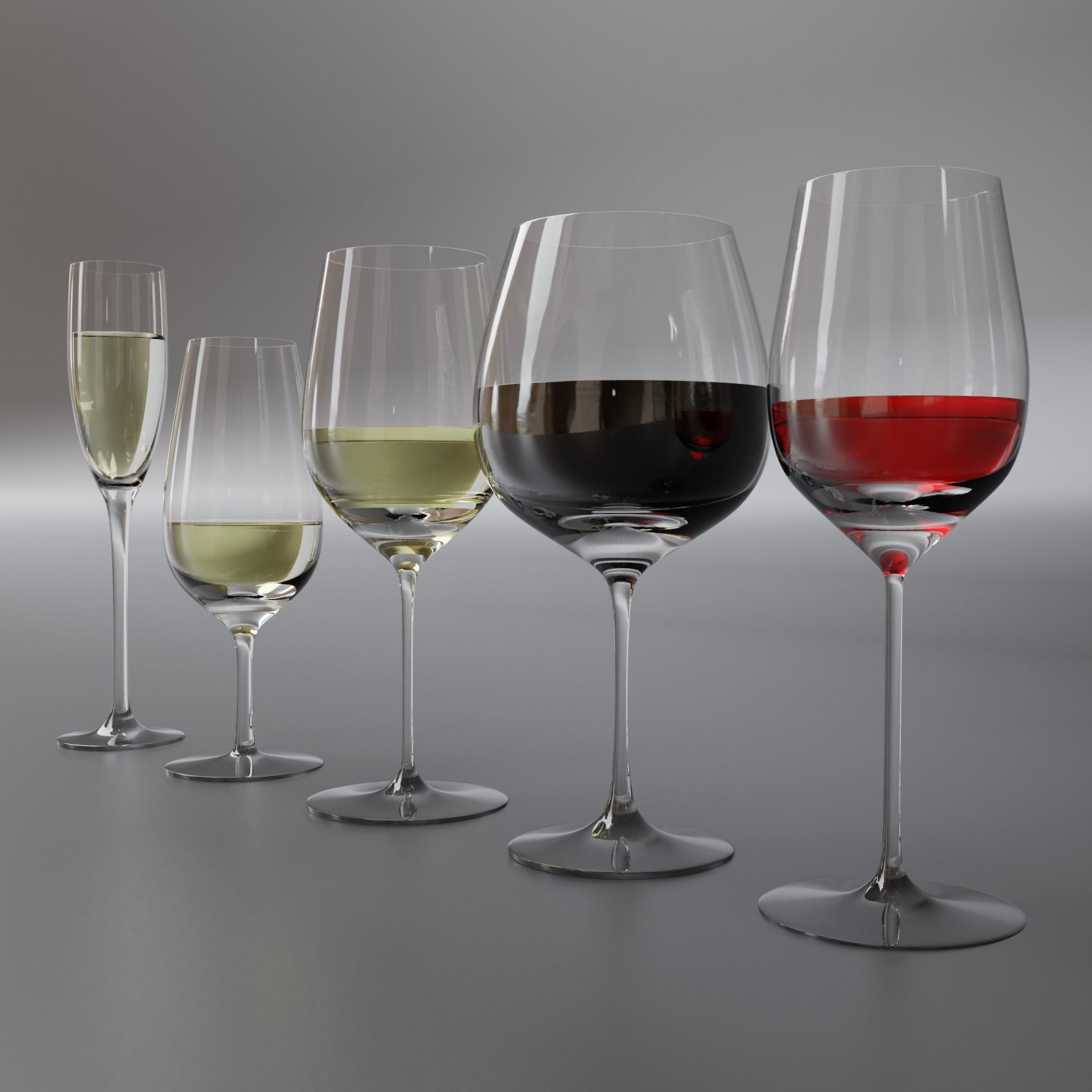 Complete Glasses Set Low-poly 3D model_21