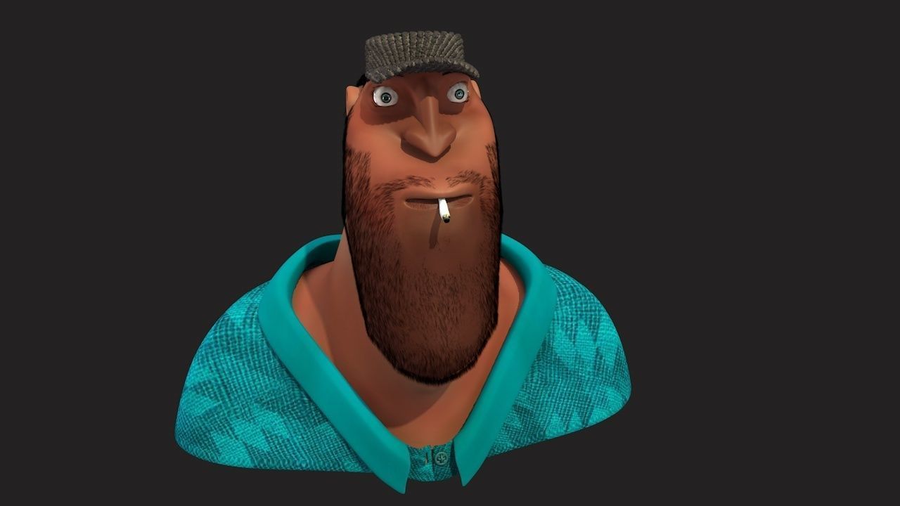 Cartoon Head Man With Hair 3D model_10