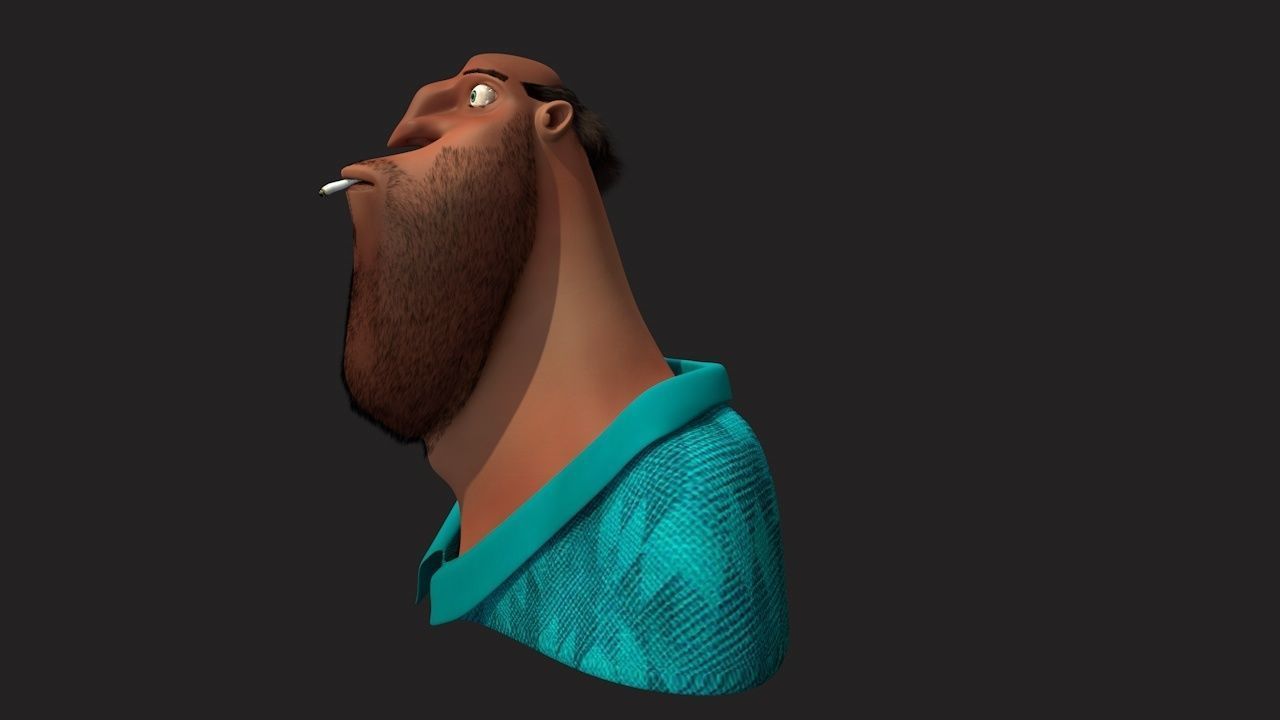 Cartoon Head Man With Hair 3D model_6