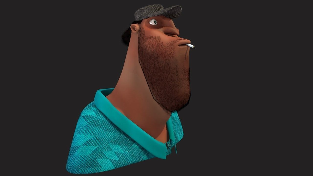 Cartoon Head Man With Hair 3D model_7