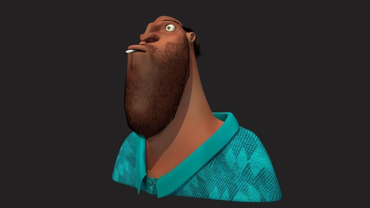 Cartoon Head Man With Hair 3D model_4