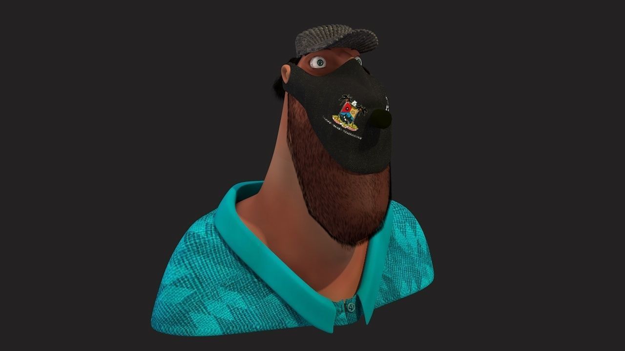 Cartoon Head Man With Hair 3D model_1