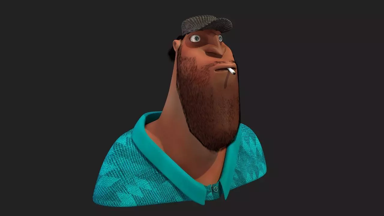 Cartoon Head Man With Hair 3D model_0