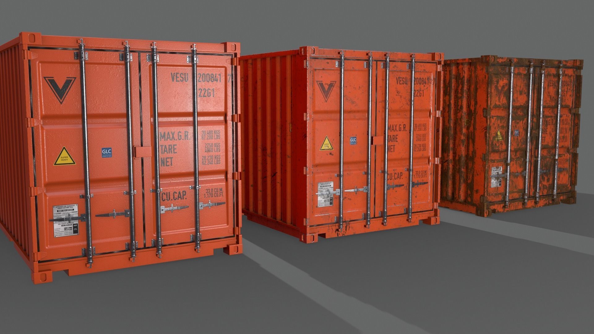 PBR 20 ft Shipping Cargo Container - Multi color Pack 3D Model Collection_39