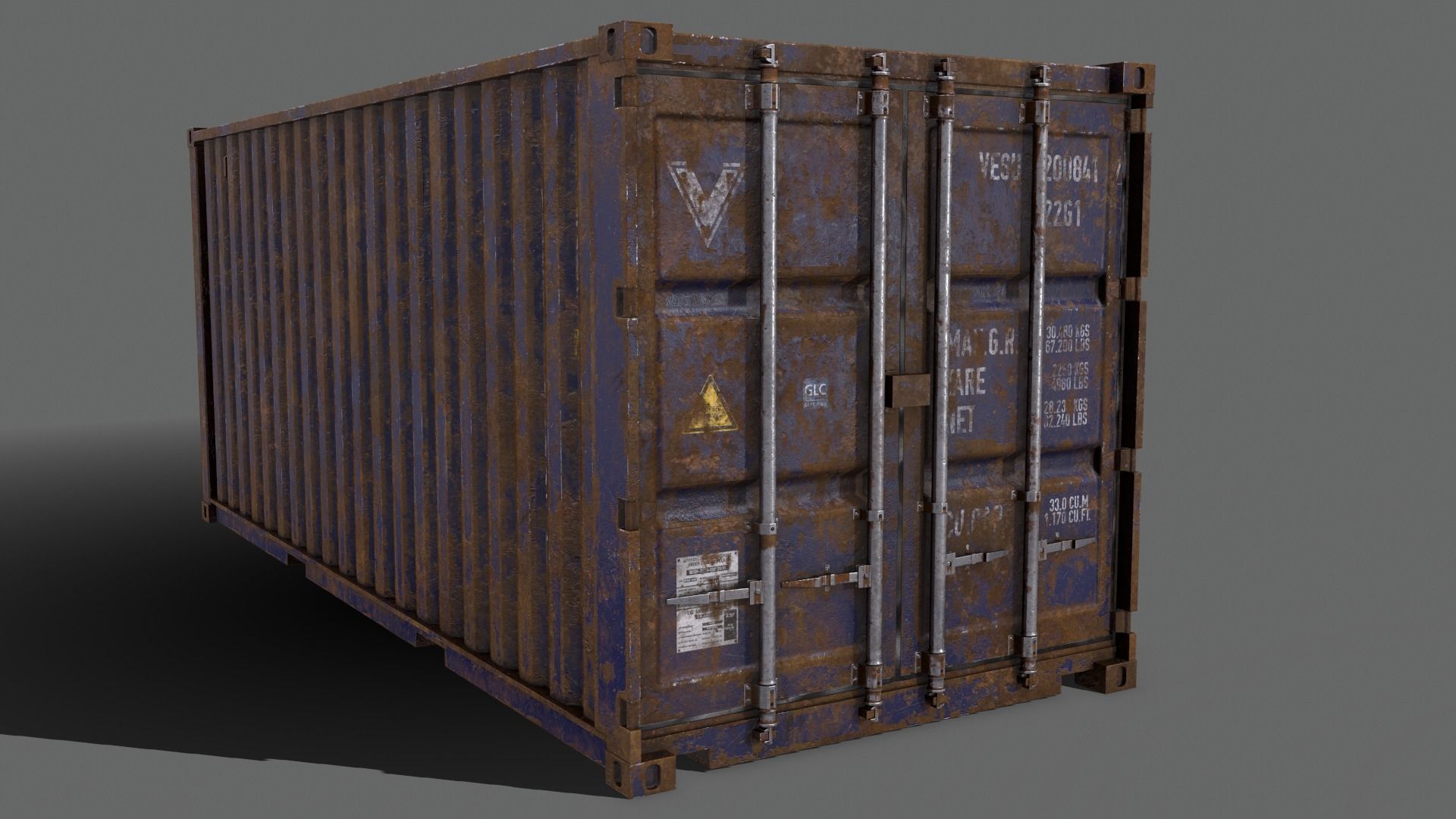 PBR 20 ft Shipping Cargo Container - Multi color Pack 3D Model Collection_49