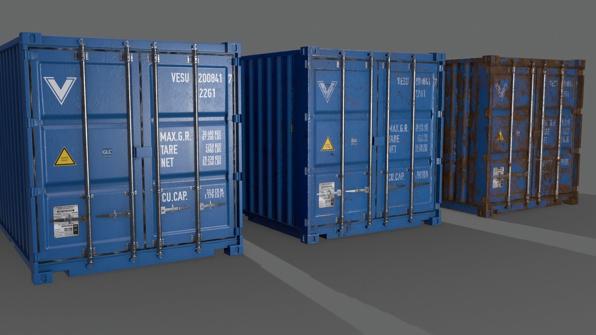 PBR 20 ft Shipping Cargo Container - Multi color Pack 3D Model Collection_32