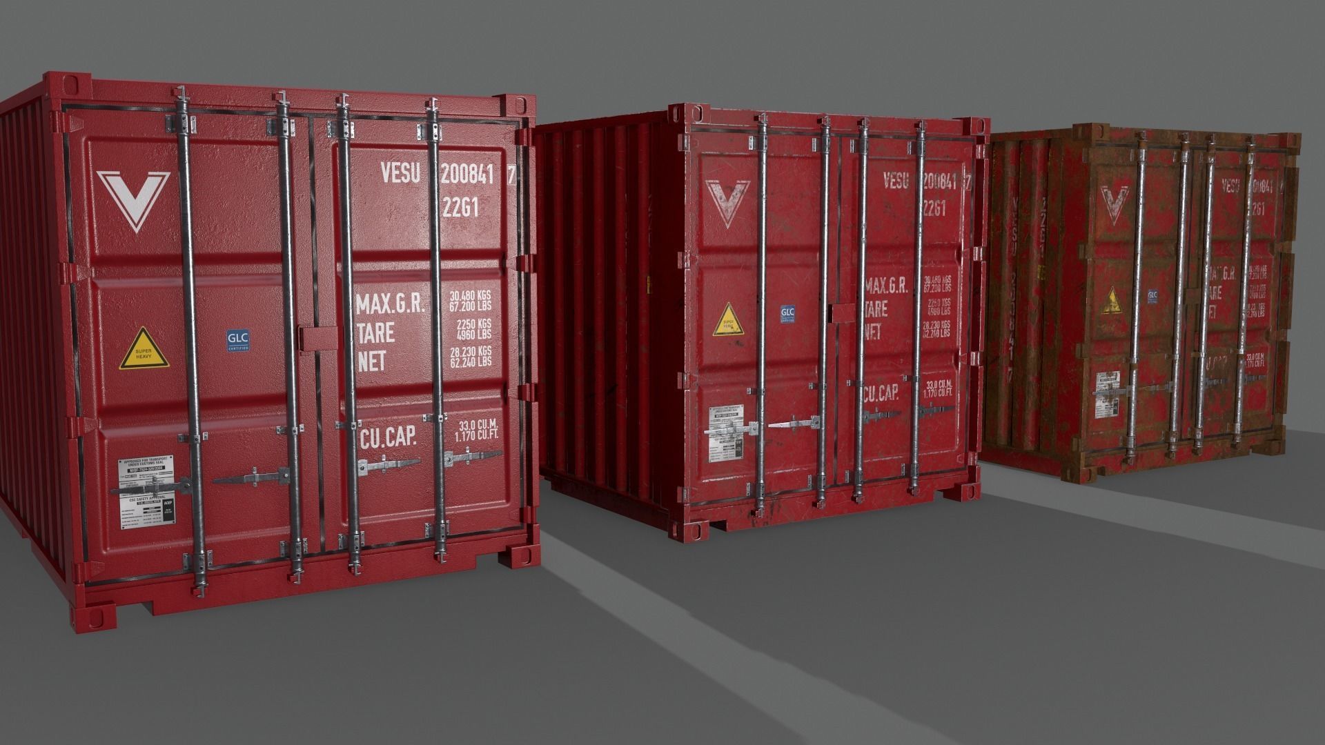 PBR 20 ft Shipping Cargo Container - Multi color Pack 3D Model Collection_34