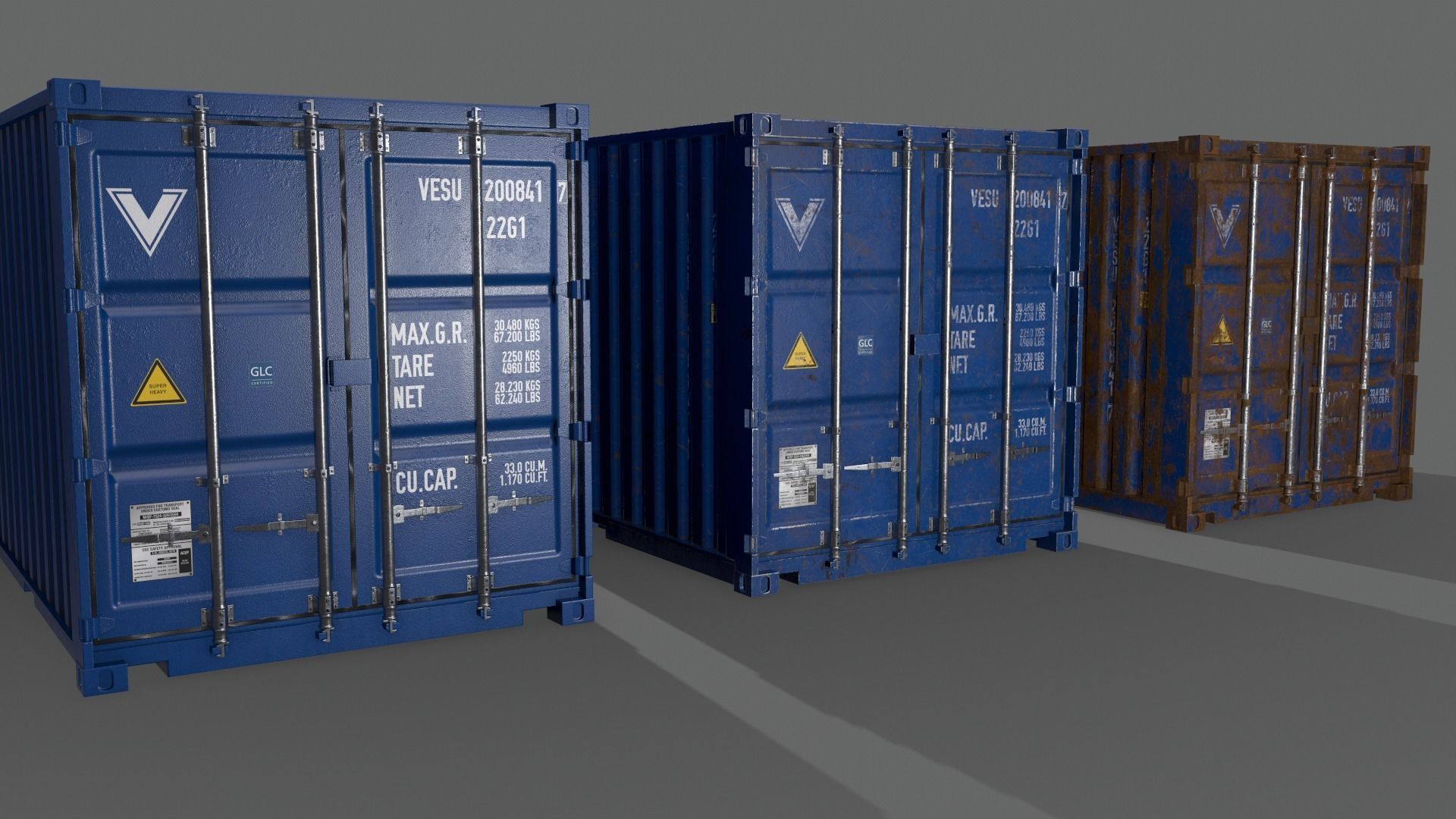 PBR 20 ft Shipping Cargo Container - Multi color Pack 3D Model Collection_31