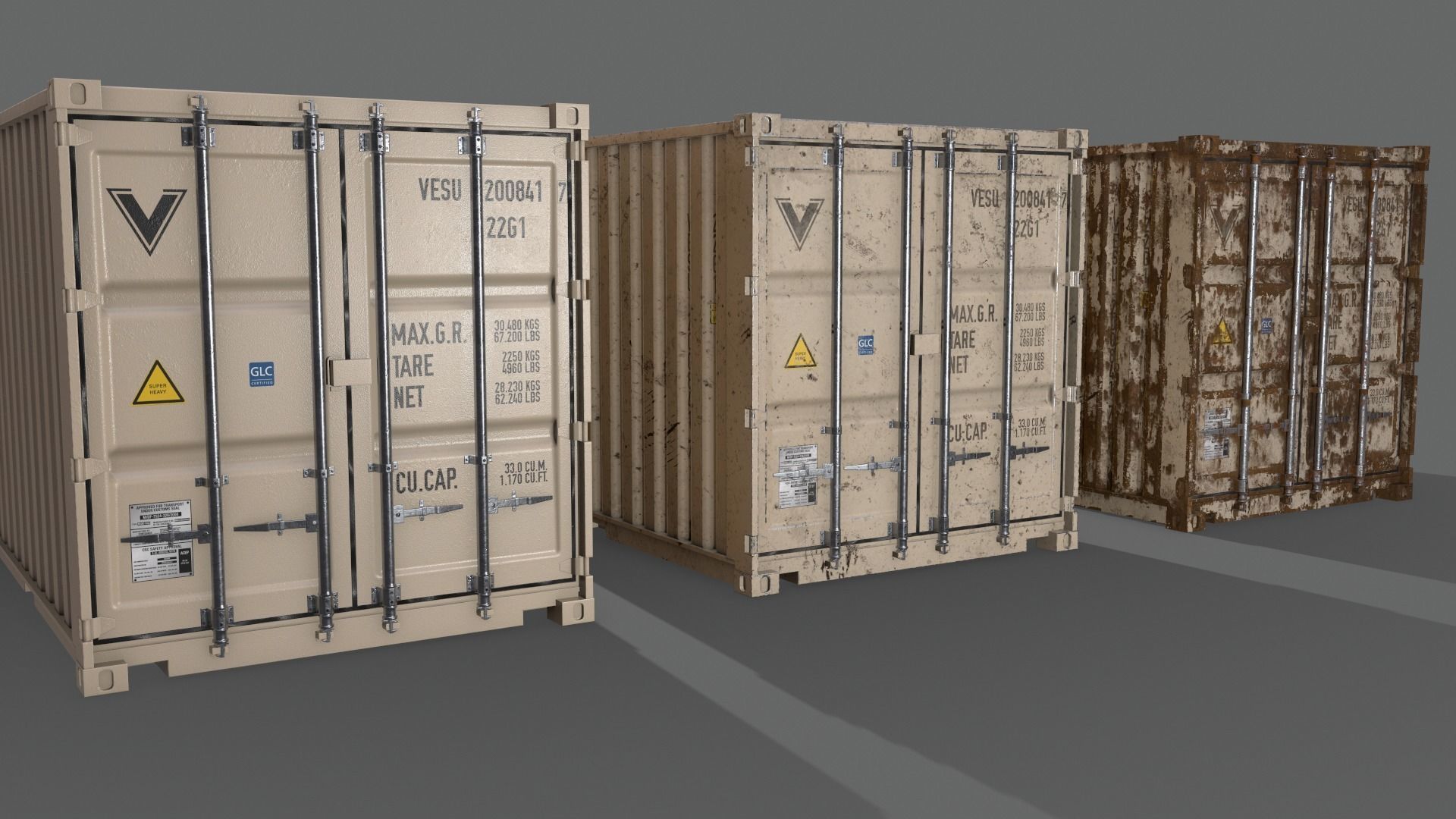 PBR 20 ft Shipping Cargo Container - Multi color Pack 3D Model Collection_38