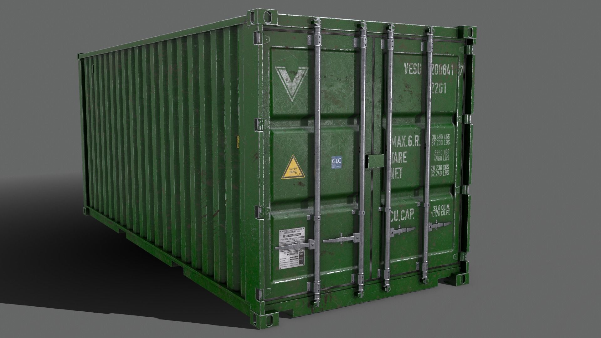 PBR 20 ft Shipping Cargo Container - Multi color Pack 3D Model Collection_54