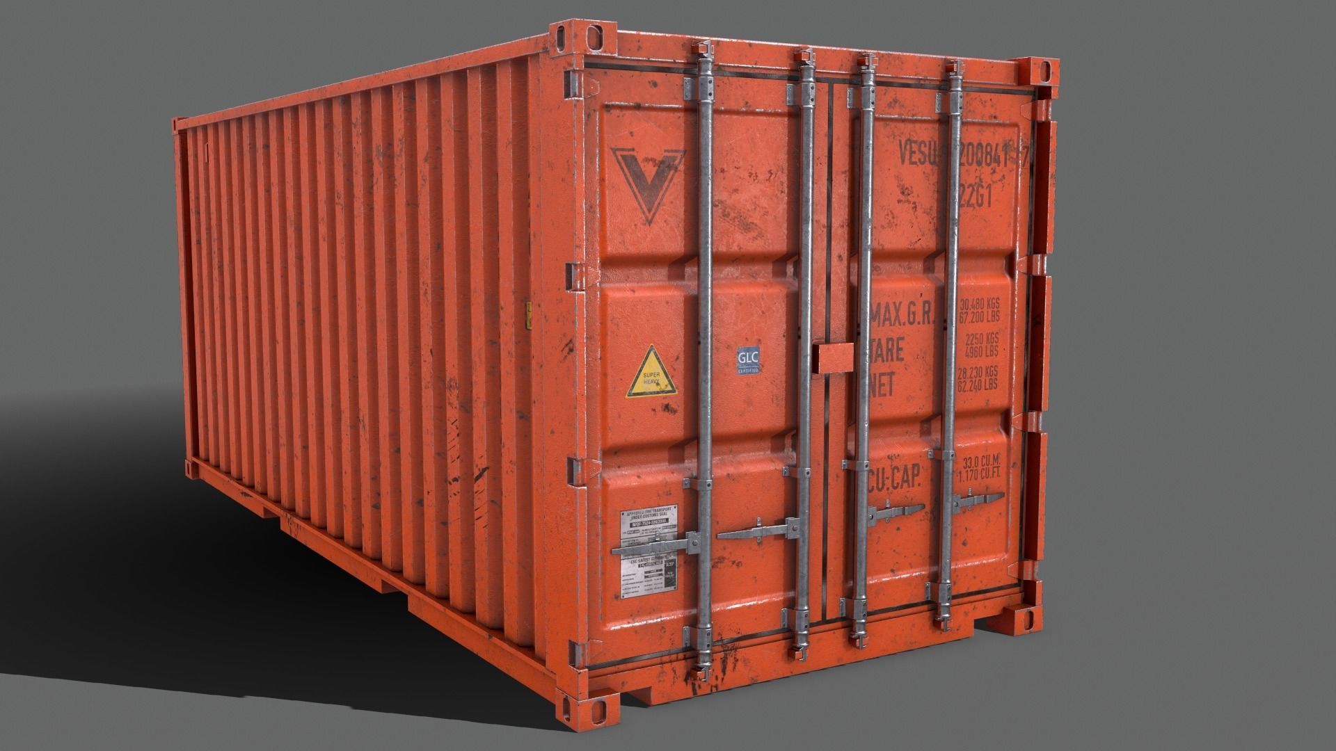 PBR 20 ft Shipping Cargo Container - Multi color Pack 3D Model Collection_66