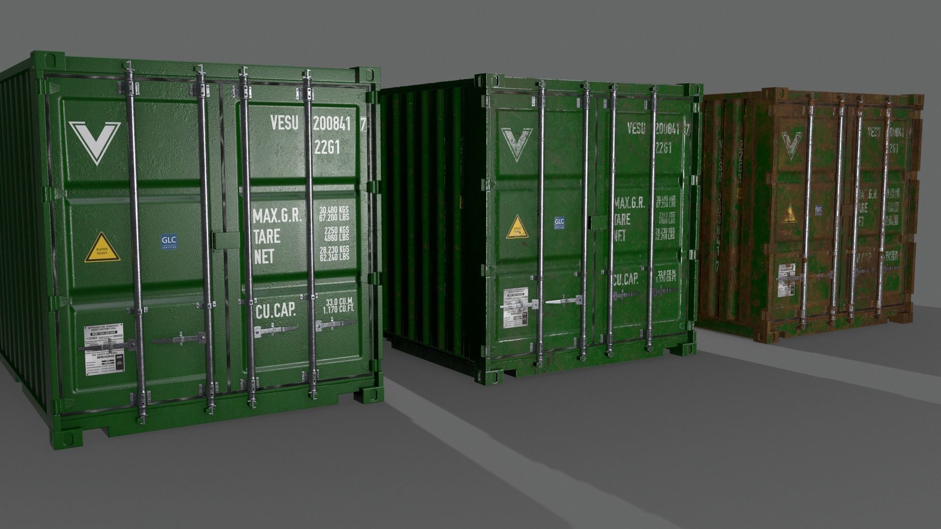 PBR 20 ft Shipping Cargo Container - Multi color Pack 3D Model Collection_35