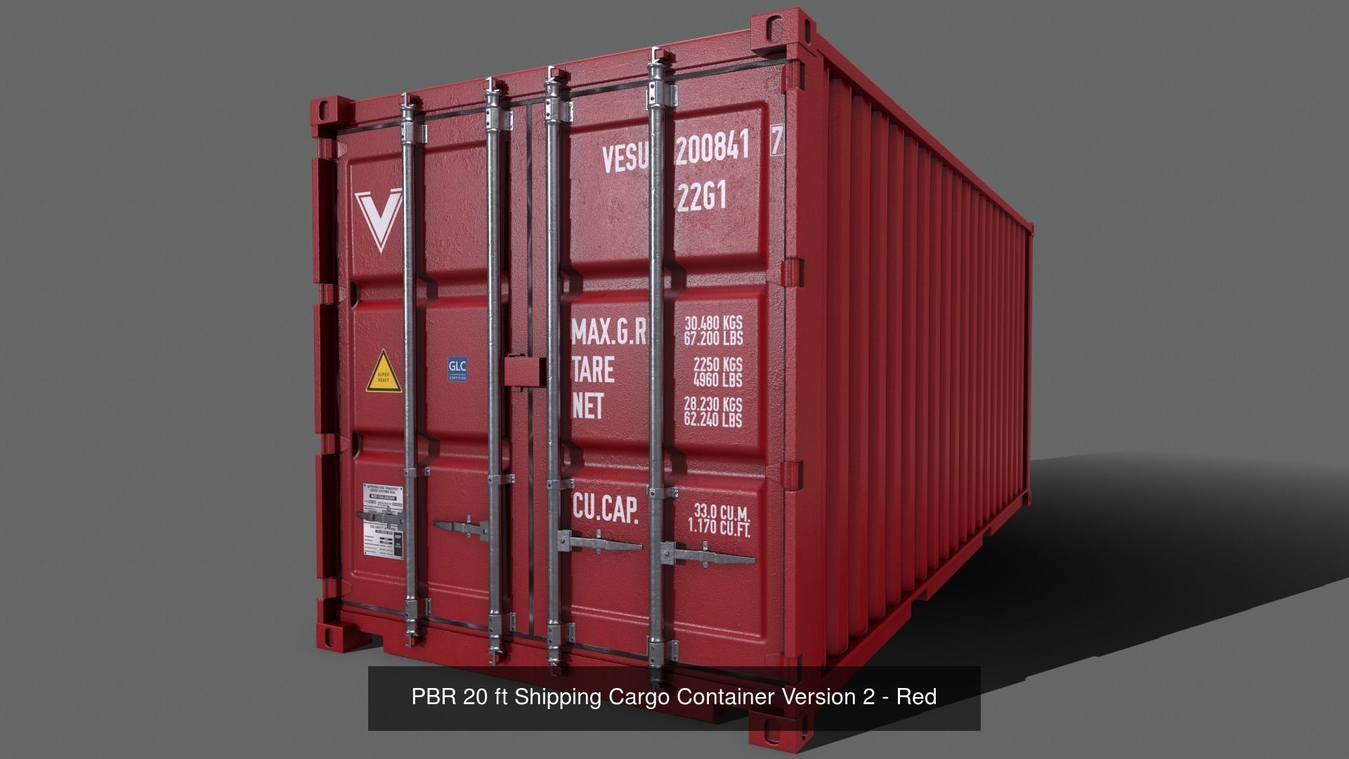 PBR 20 ft Shipping Cargo Container - Multi color Pack 3D Model Collection_25