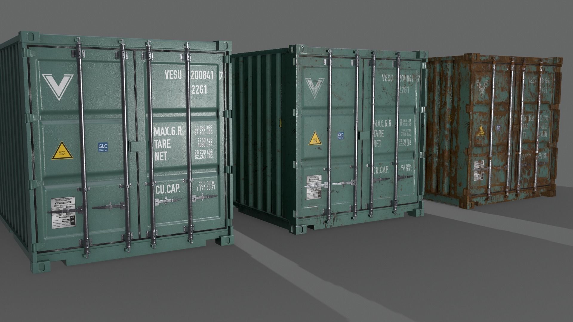 PBR 20 ft Shipping Cargo Container - Multi color Pack 3D Model Collection_36