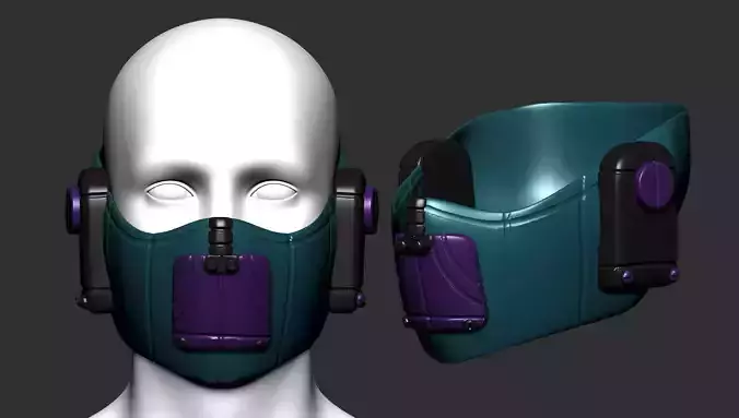 gas mask helmet scifi high poly sculpt  ver 2 3d printable 