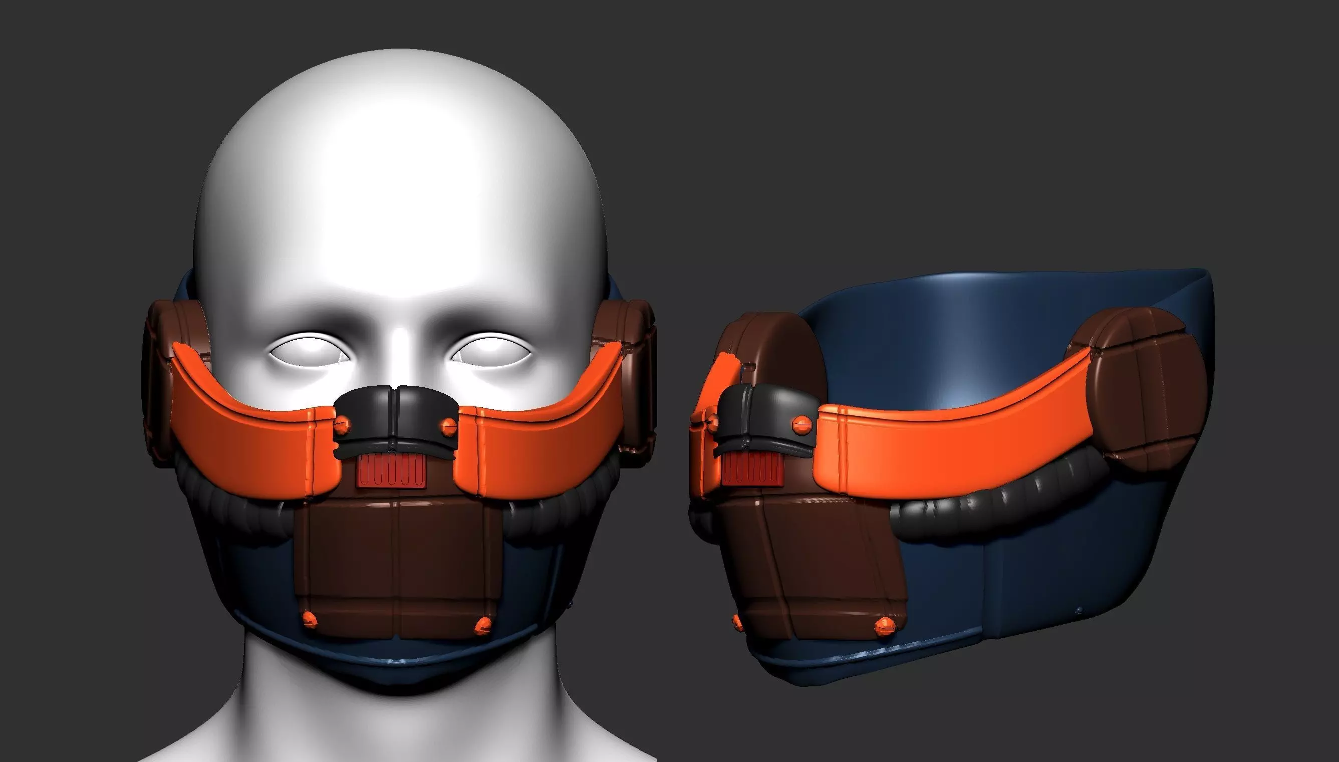 gas mask helmet scifi high poly sculpt ver4 3d printable 3D model