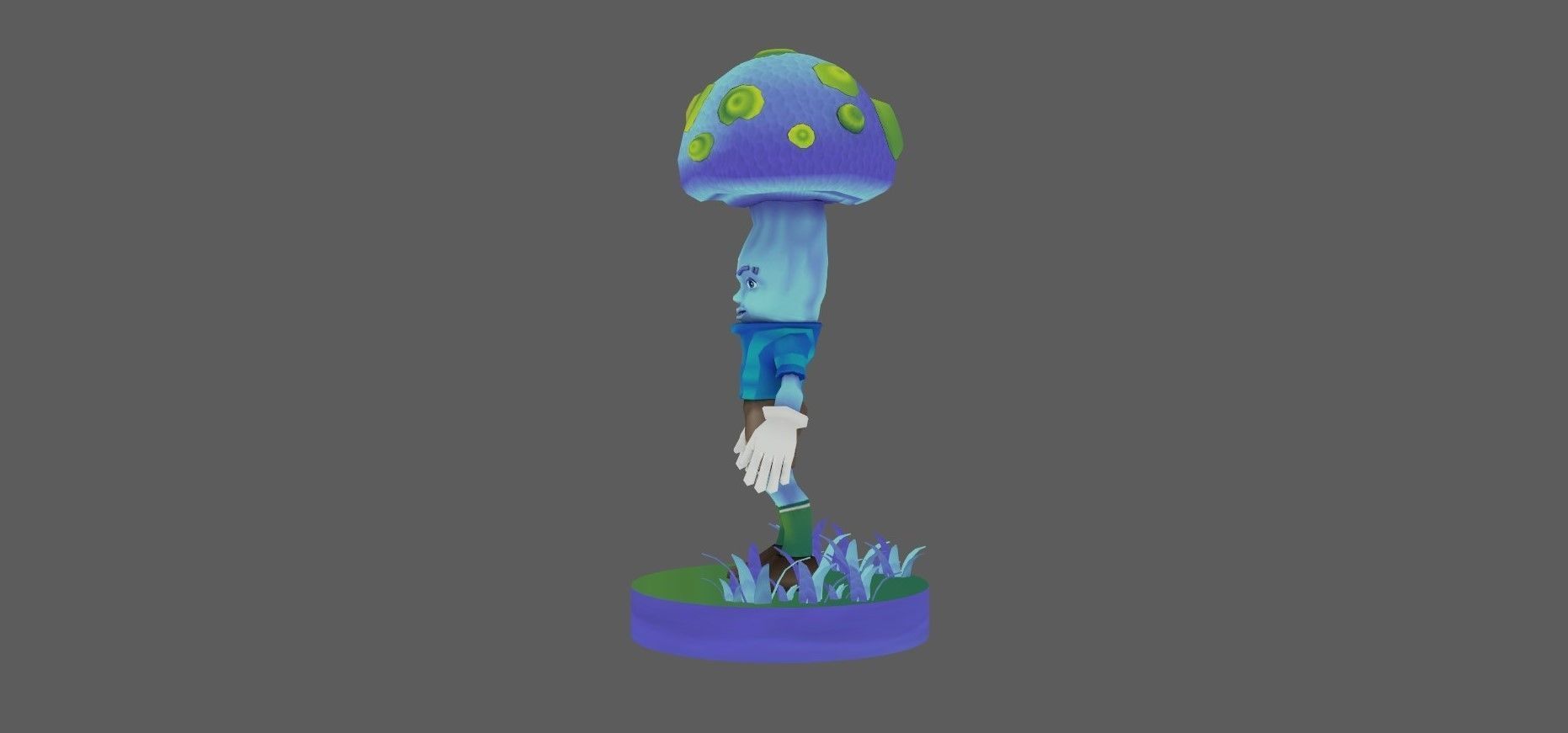 Poisonous mushroom character Low-poly 3D model_1