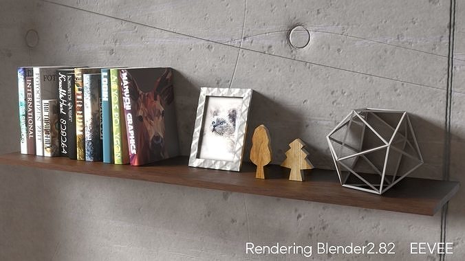 Books and Accessory Low-poly 3D model