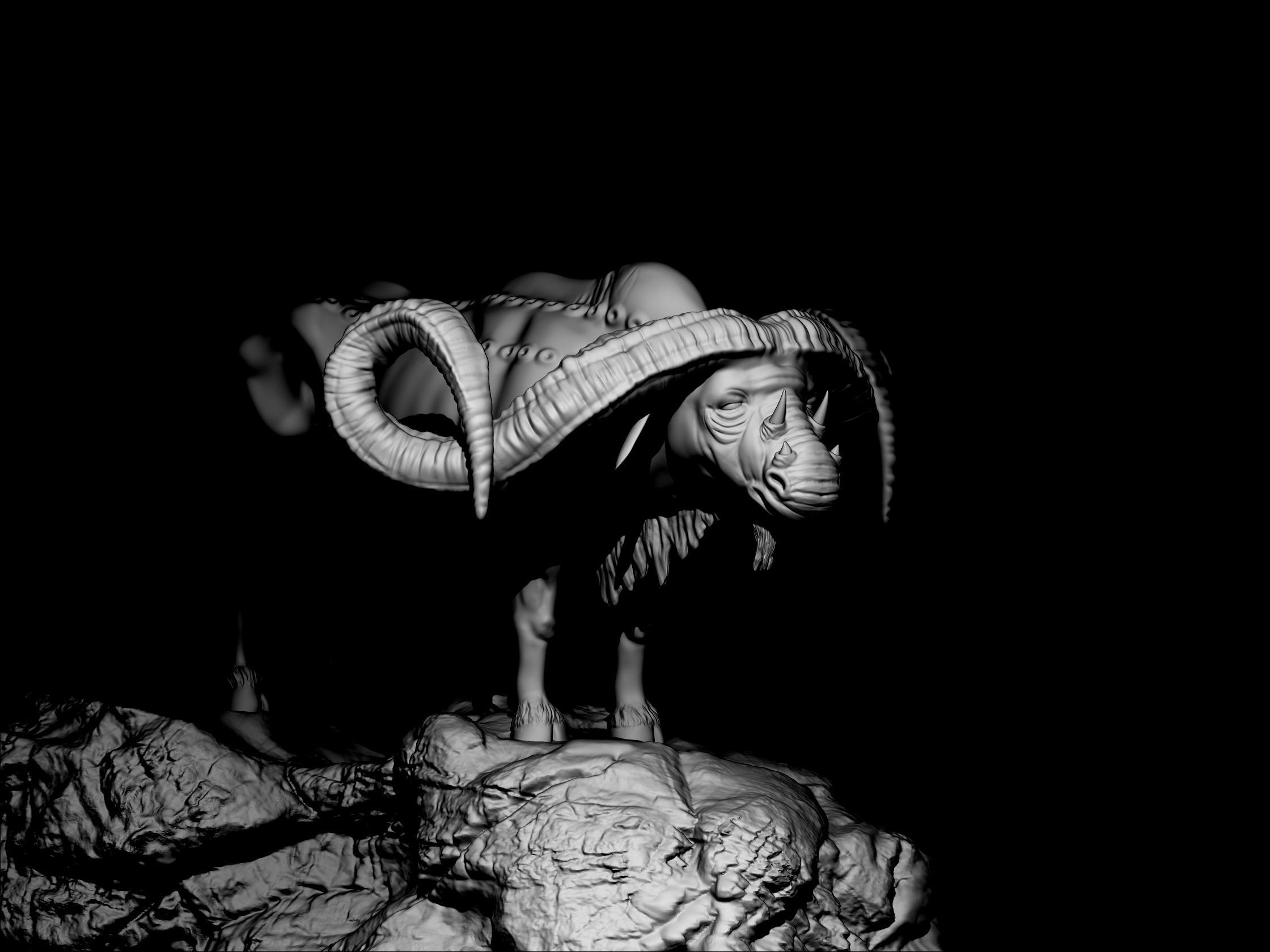 Buffalo 3d print model ram with horns 3D print model_4