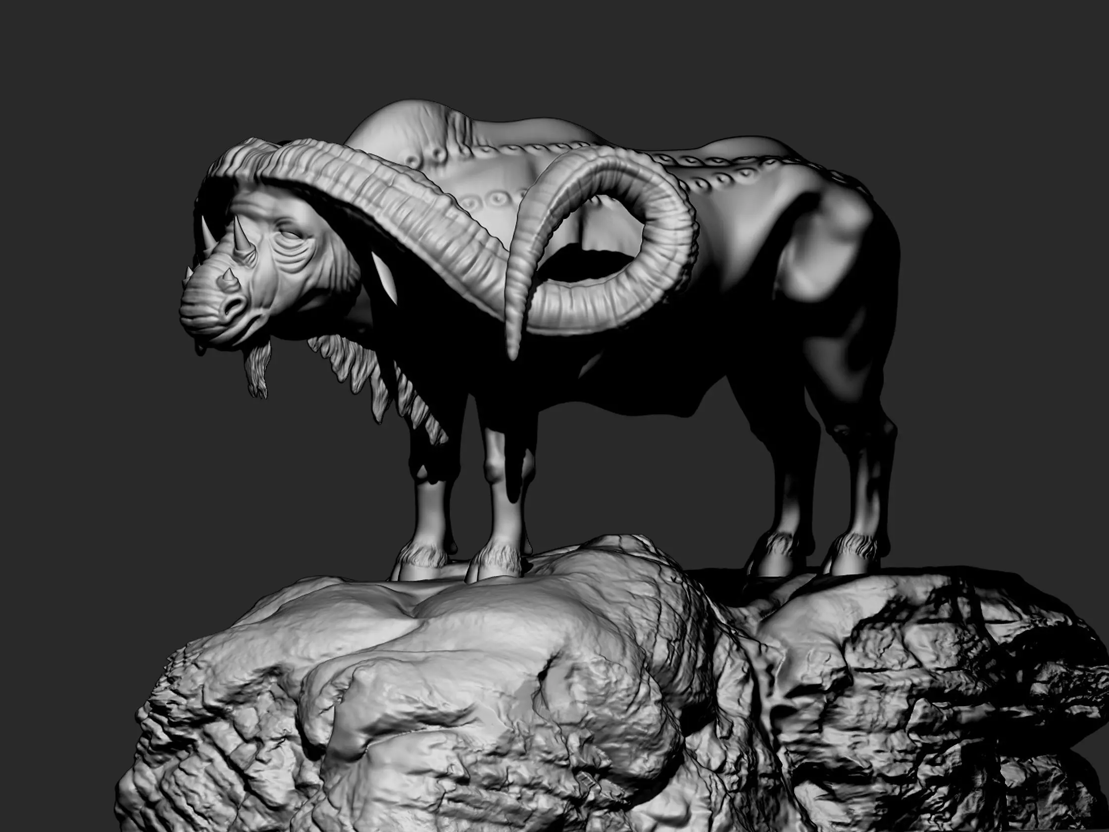 Buffalo 3d print model ram with horns 3D print model_0