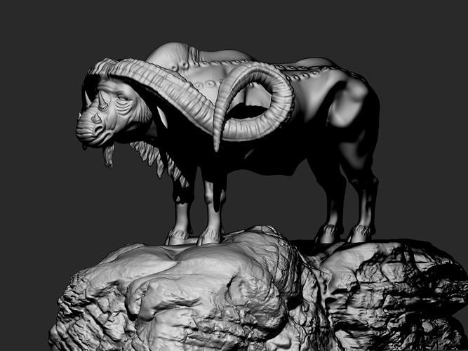 Buffalo 3d print model ram with horns 3D print model