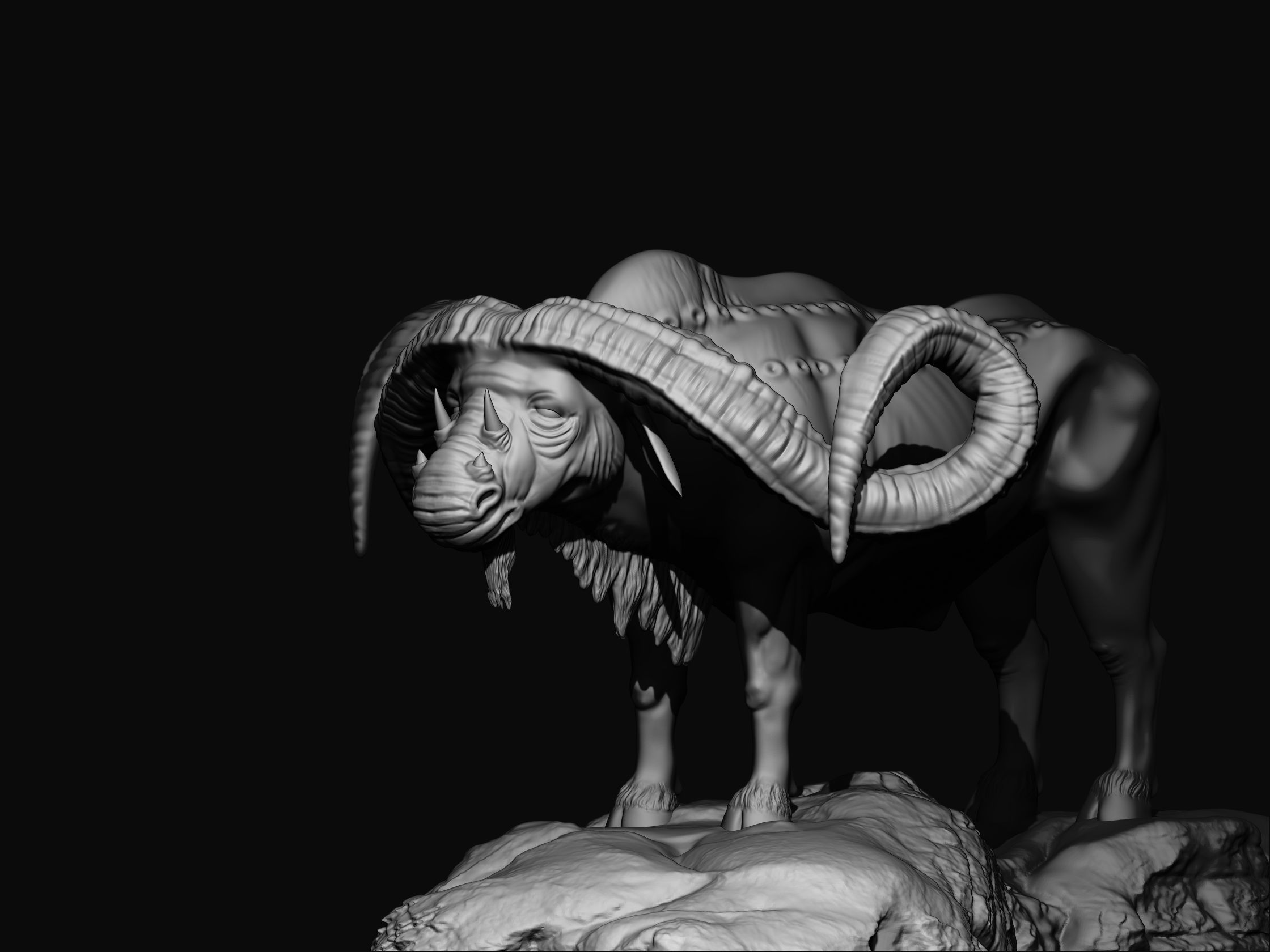Buffalo 3d print model ram with horns 3D print model_2