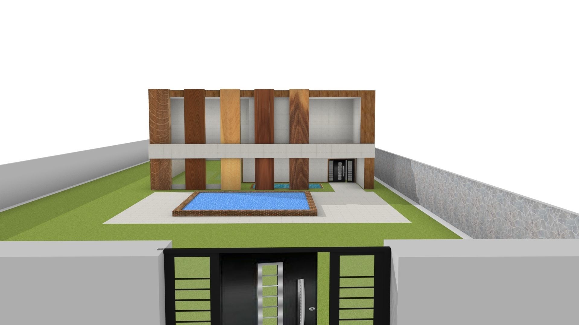 Villa d modern house with swimming pool 3D print model_1