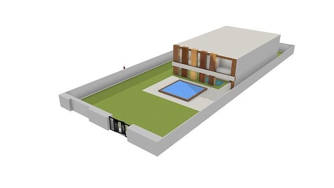 Villa d modern house with swimming pool 3D print model