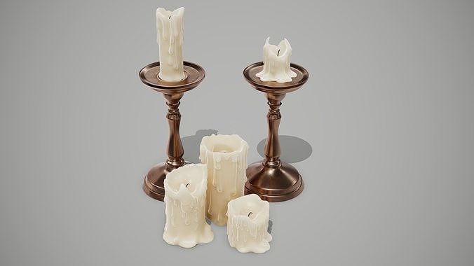 Candles candle holders Low-poly 3D model