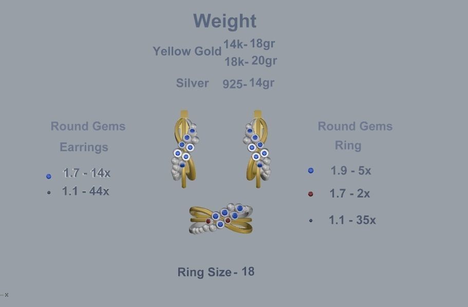 Ring and Earrings 49 3D print model_3