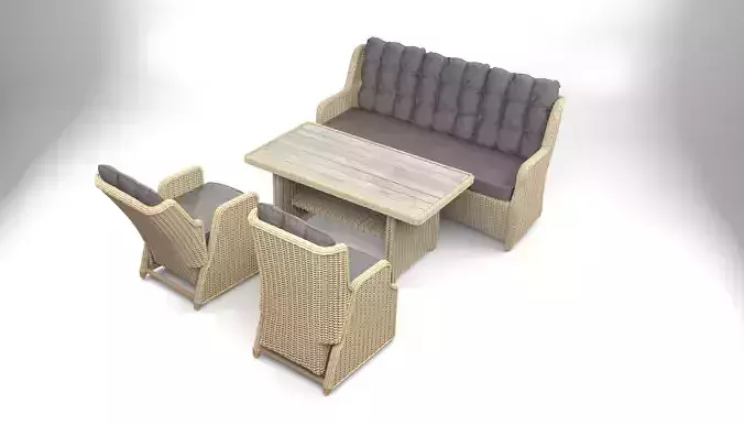 Wicker garden set 3D model