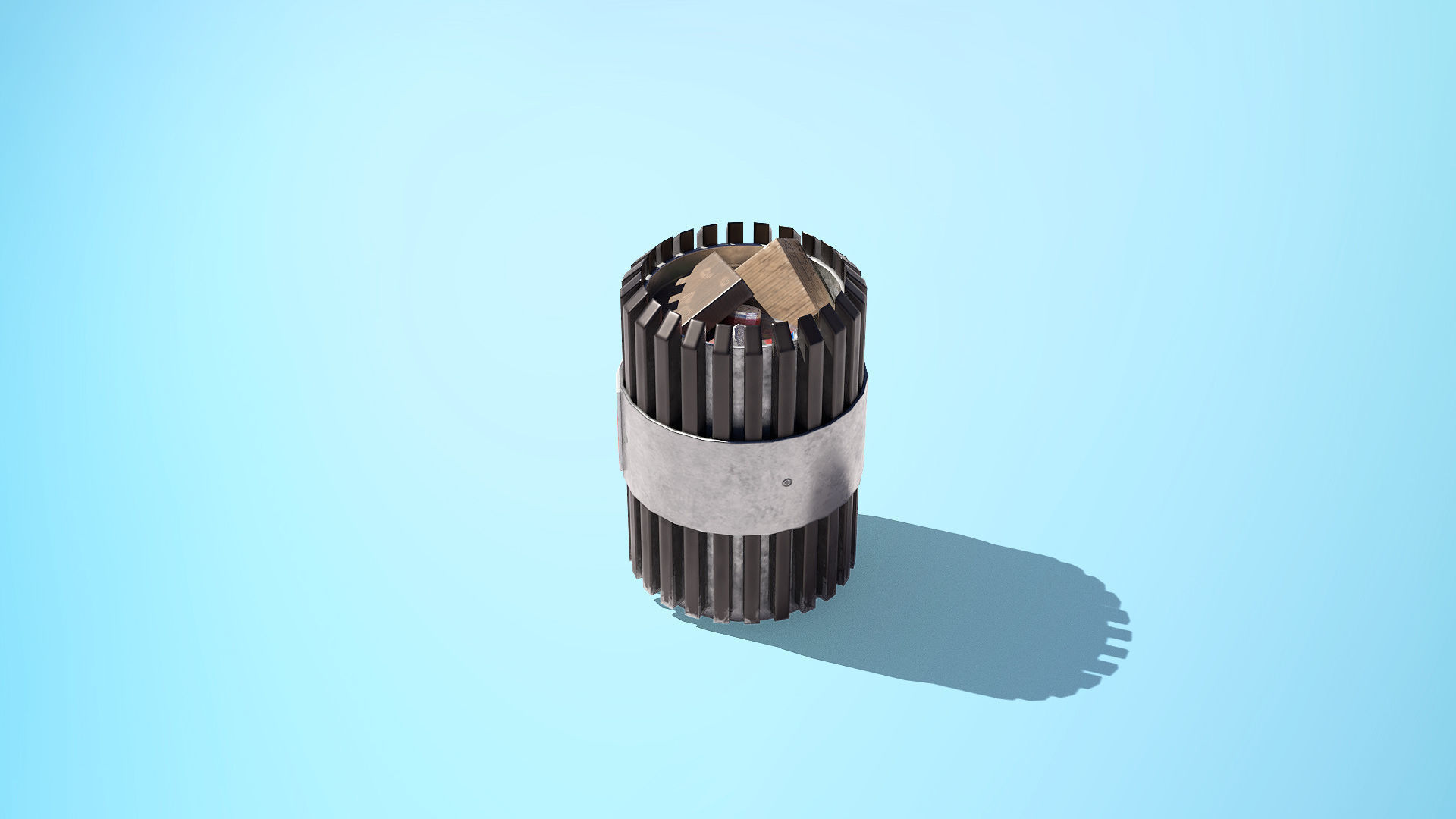 Trash Can Low-poly 3D model_3