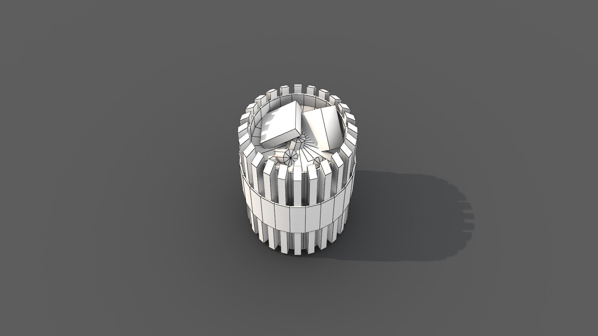 Trash Can Low-poly 3D model_6