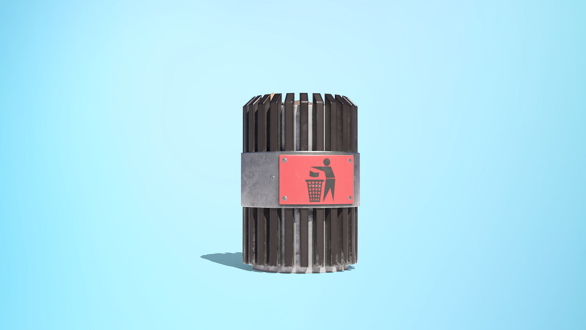 Trash Can Low-poly 3D model_1