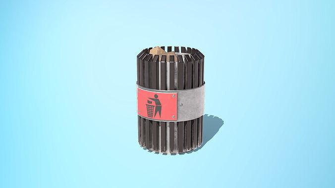 Trash Can Low-poly 3D model