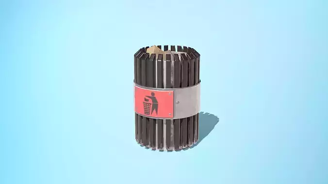 Trash Can Low-poly 3D model