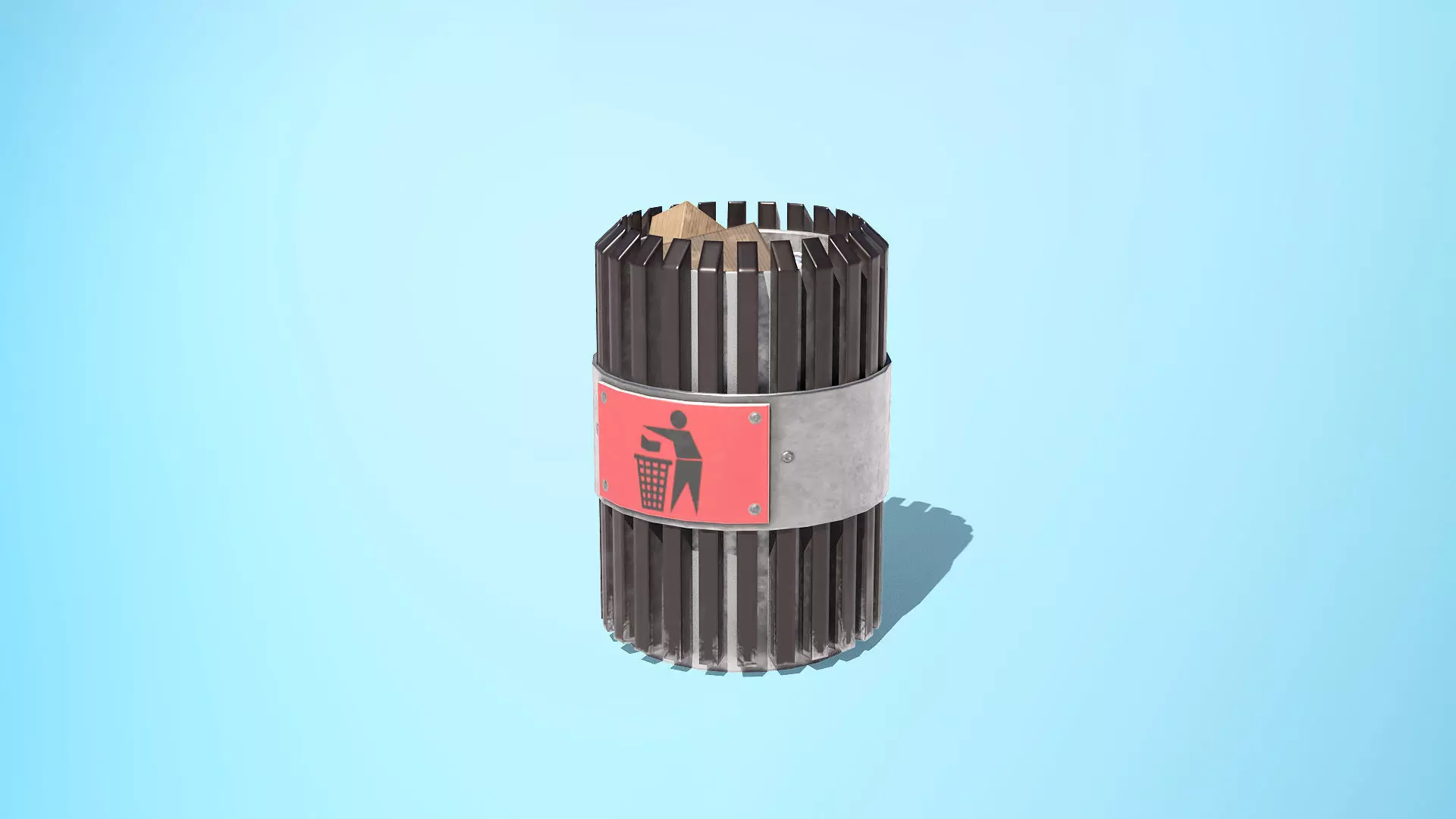 Trash Can Low-poly 3D model_0