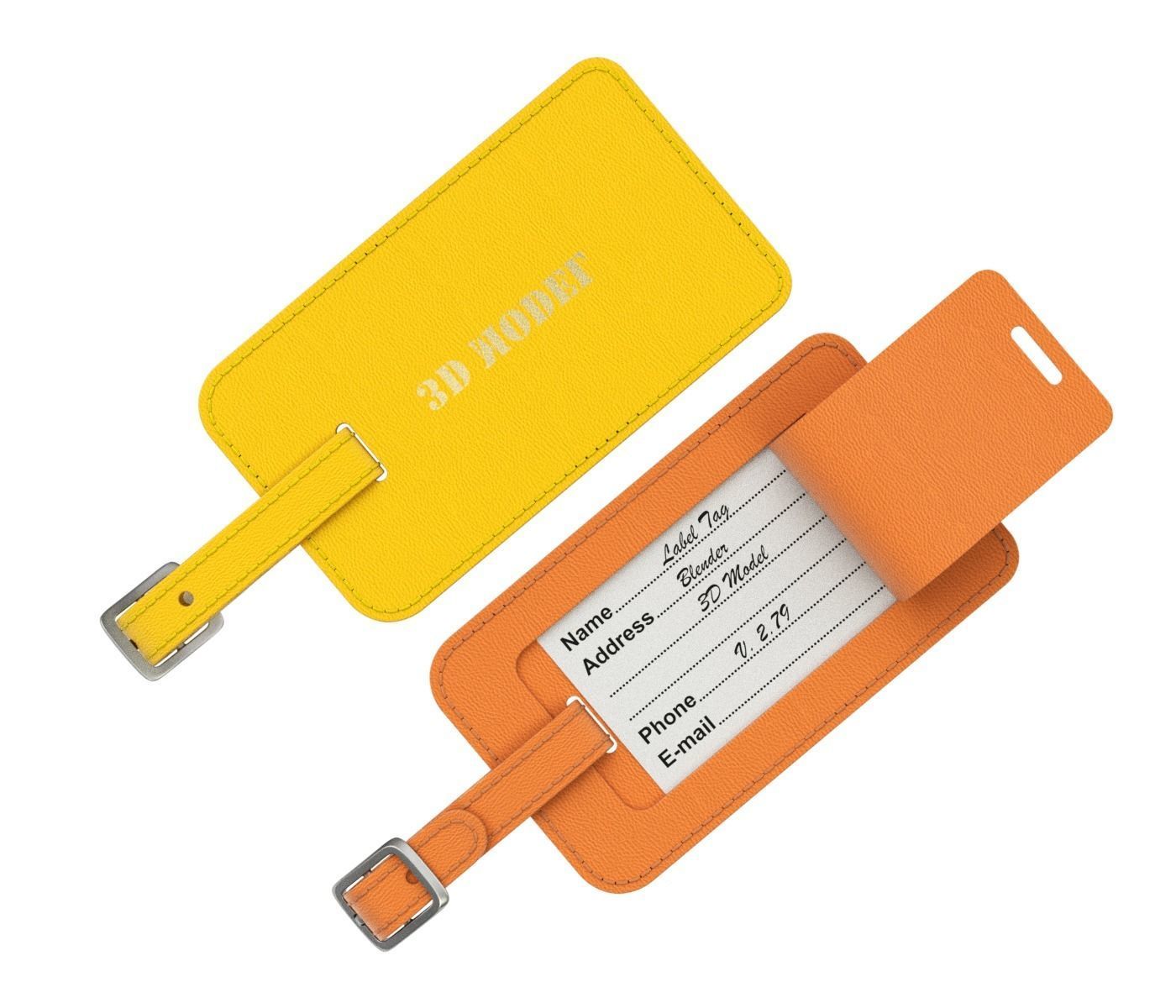 Leather Luggage Tag 3D model_7