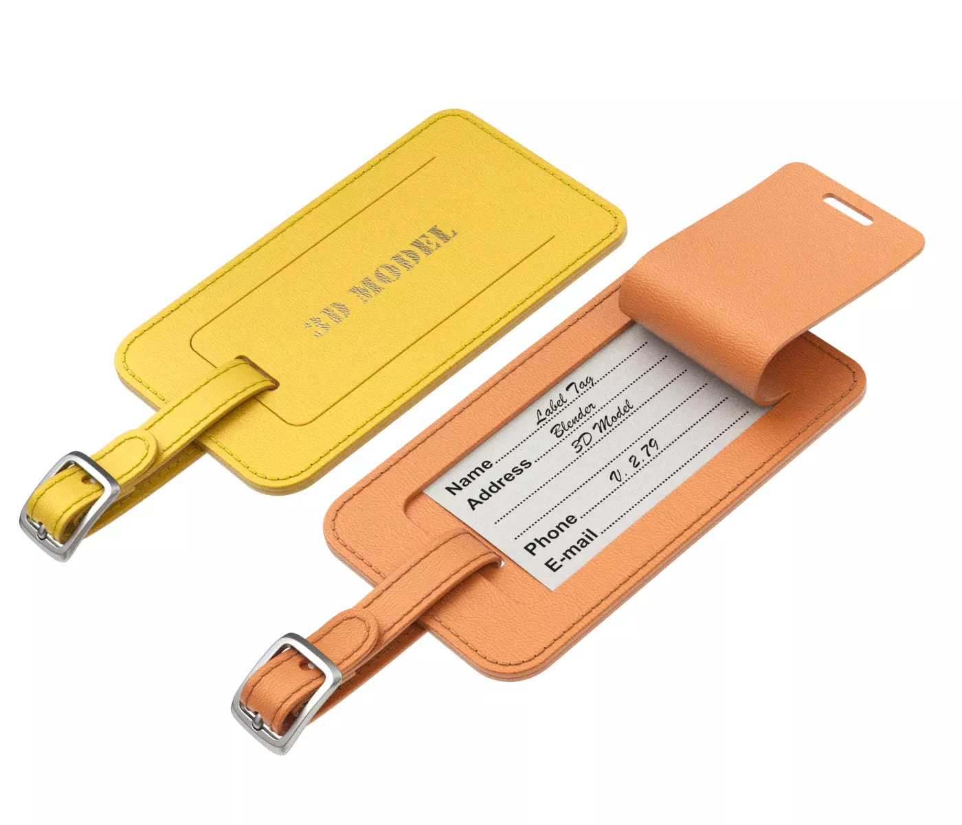 Leather Luggage Tag 3D model_0