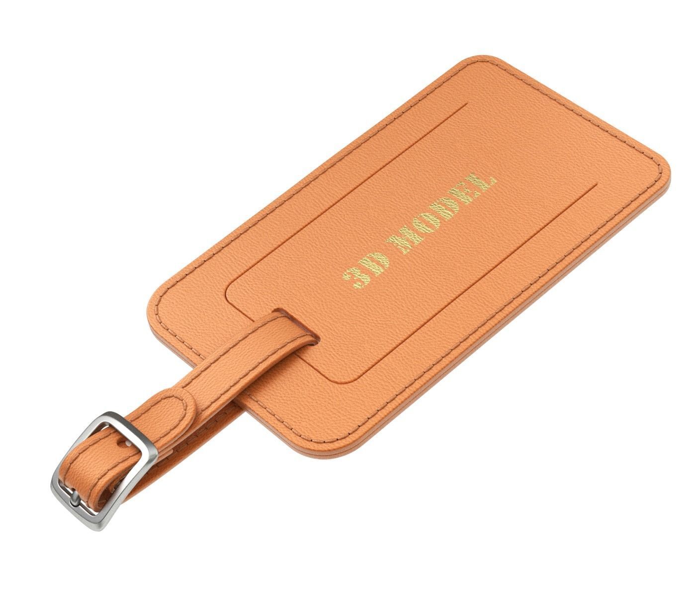 Leather Luggage Tag 3D model_3