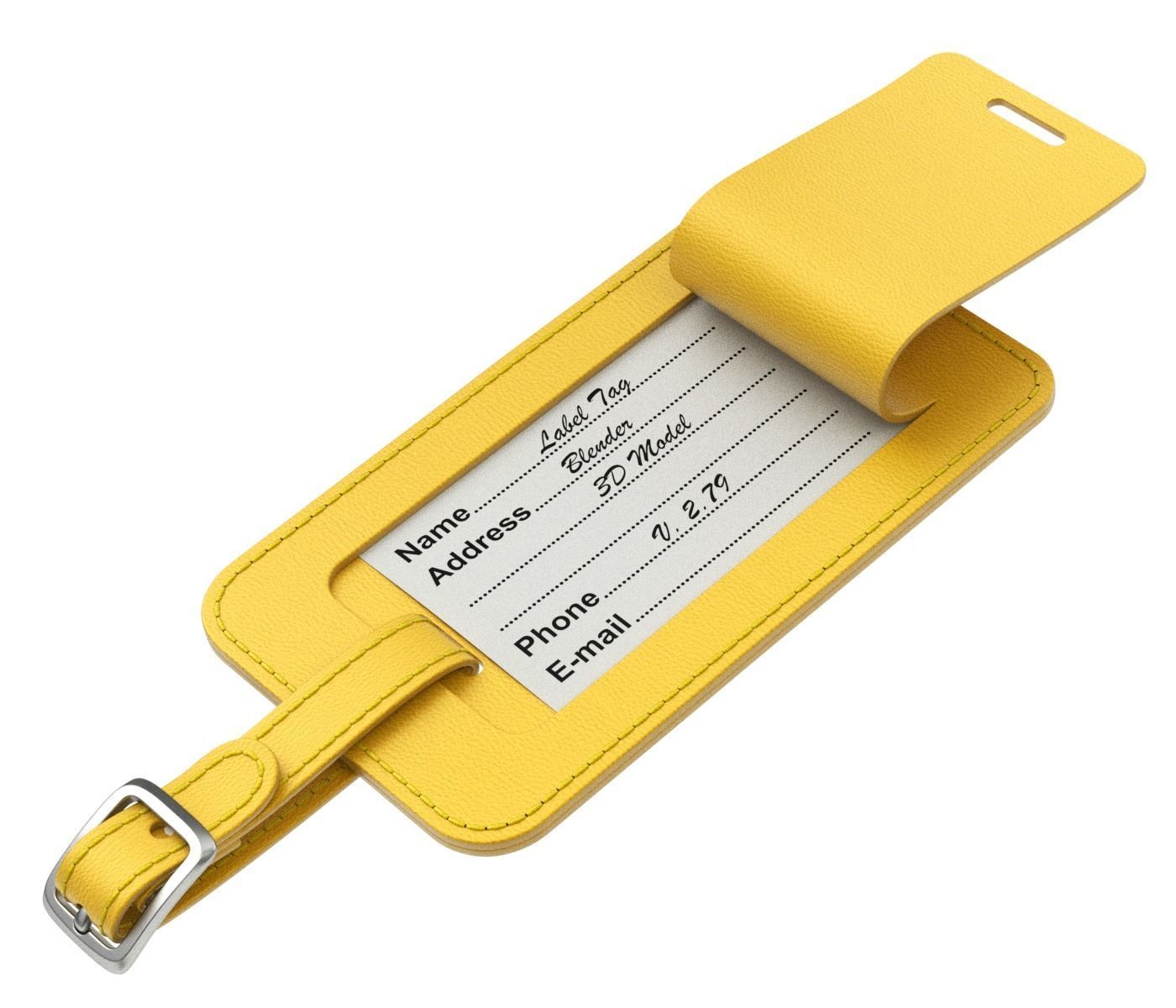 Leather Luggage Tag 3D model_2