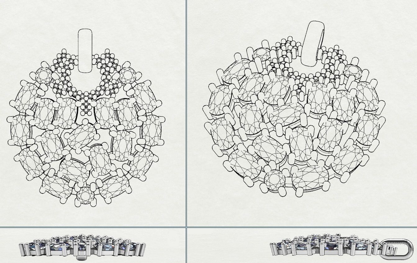 Pendant with colored stones 3D print model_7