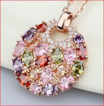 Pendant with colored stones 3D print model_2