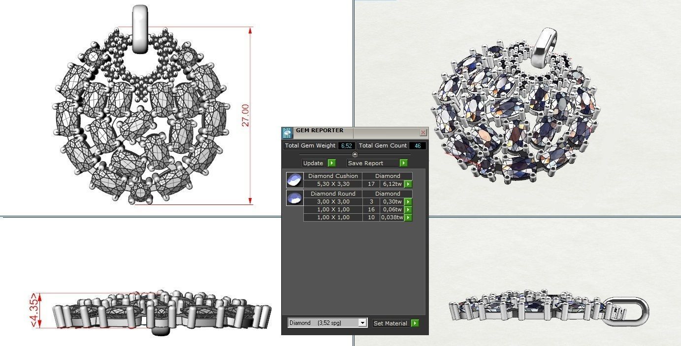 Pendant with colored stones 3D print model_5