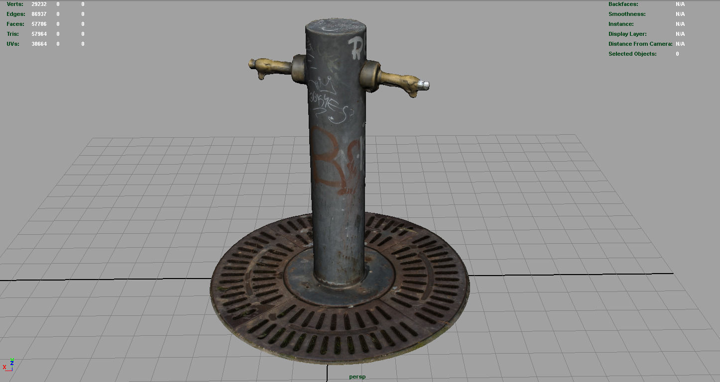 Fountain old water jug with graffiti Low-poly 3D model_2